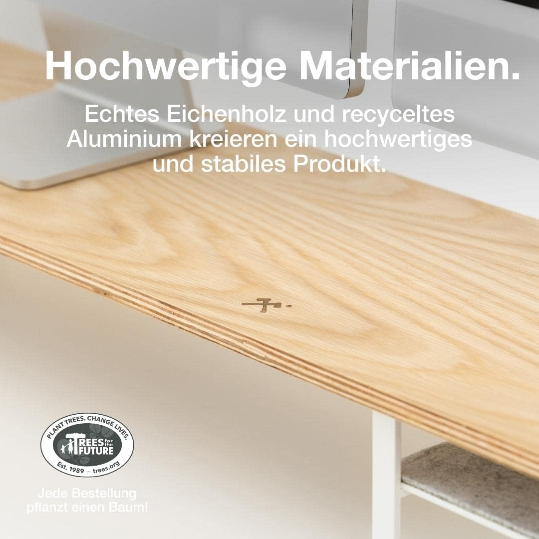 Woodcessories Monitorständer Holz 2 Monitore Eiche - Ergonomisch Schreibtisch Monitorerhöhung / Bild