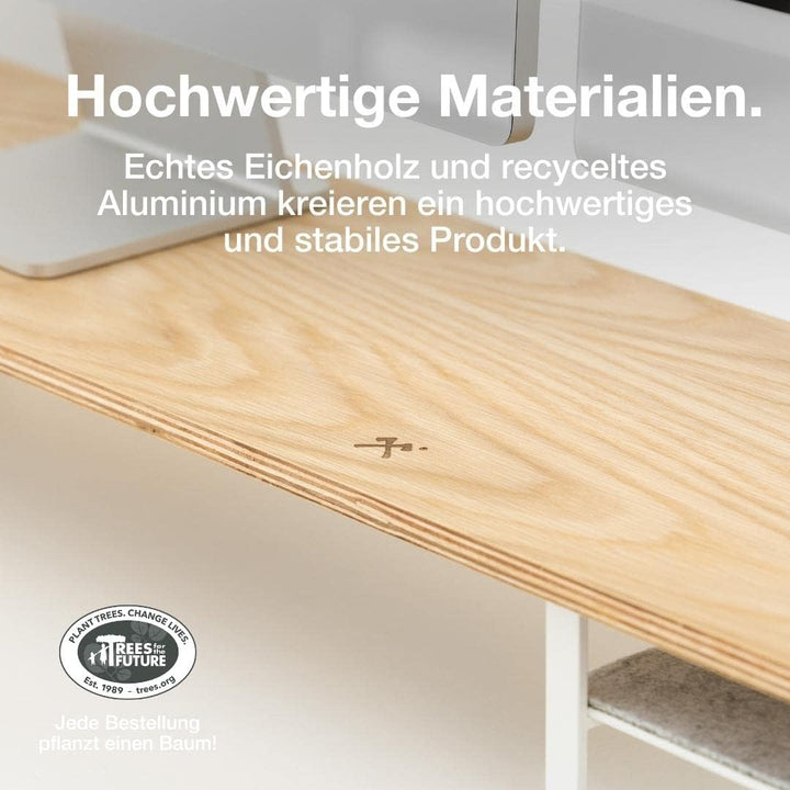Woodcessories Monitorständer Holz 2 Monitore Eiche - Ergonomisch Schreibtisch Monitorerhöhung / Bild