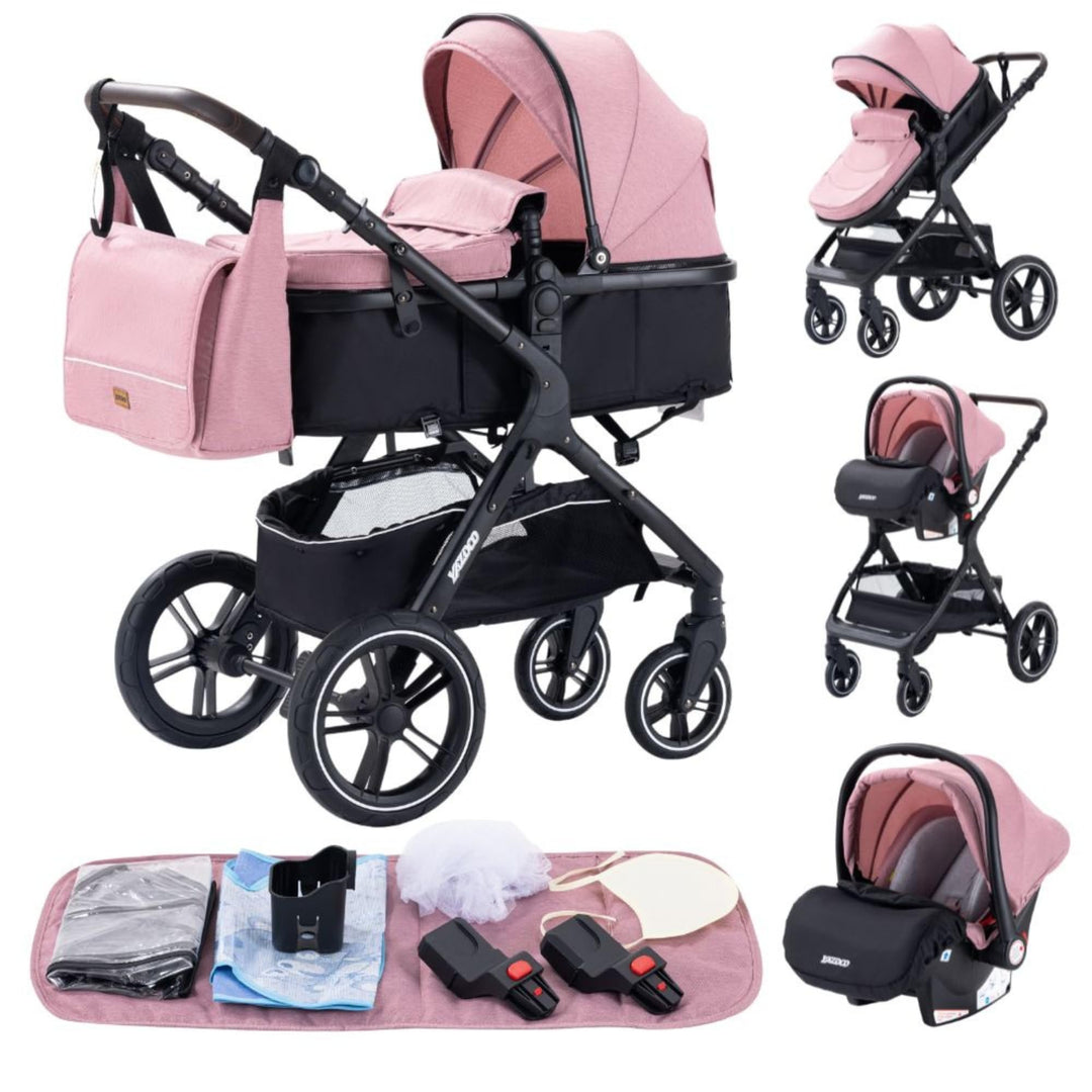YAZOCO kinderwagen 3 in 1 Buggy Babybett Komplett Set Einem Klick Zusammenklappbarer Kinderwagen, Ko