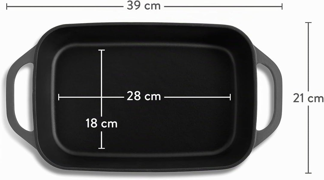 SPRINGLANE Gusseisen Auflaufform Grau, 39,2 x 21,2 cm, 4 l - Emailliert - Lasagneform, Auflaufform G