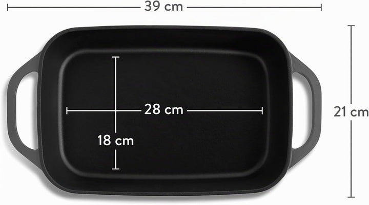 SPRINGLANE Gusseisen Auflaufform Grau, 39,2 x 21,2 cm, 4 l - Emailliert - Lasagneform, Auflaufform G