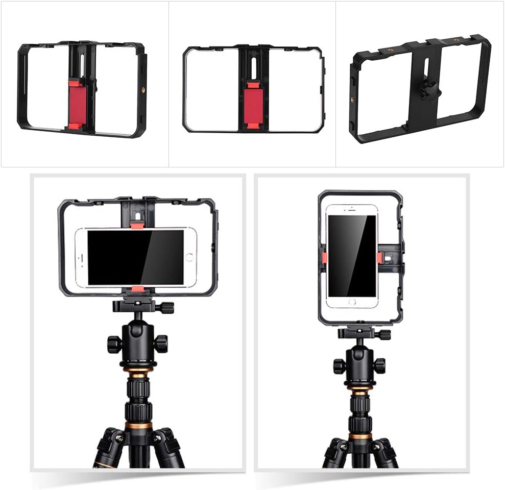Andoer Smartphone-Video-Rig mit 2 LED-Video-Lichtern, Handy-Video-Stabilisator, Stativhalterung für