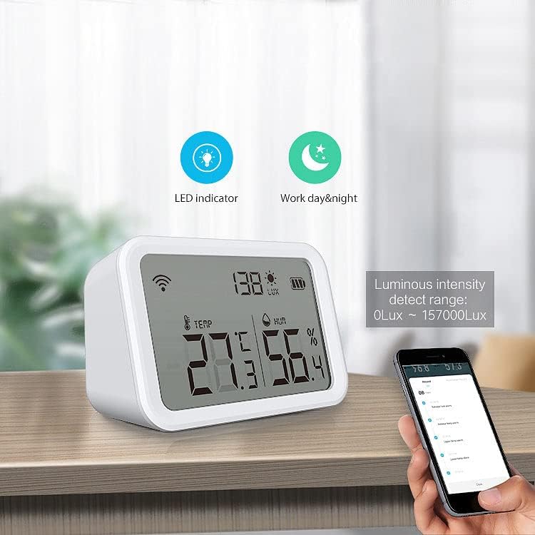 Luminea Home Control Helligkeitssensor: 3in1-WLAN-Sensor für Temperatur, Luftfeuchtigkeit und Hellig