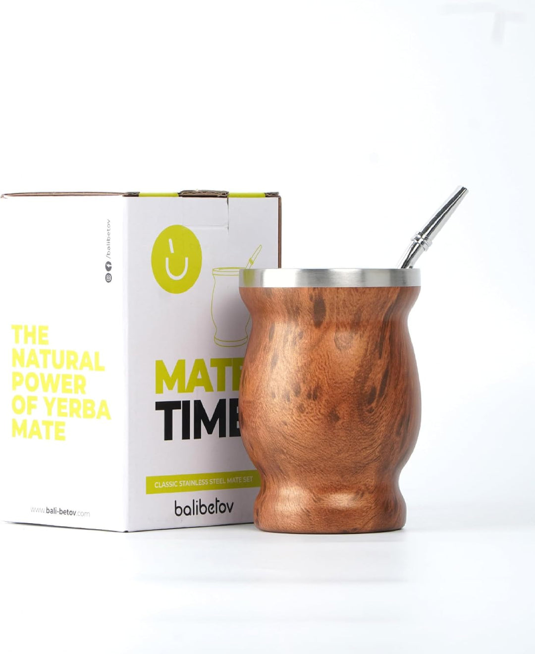 balibetov Yerba Mate Tee Set (Mate Becher) aus Rostfreiem Edelstahl mit Bombilla (Strohhalm) für Mat