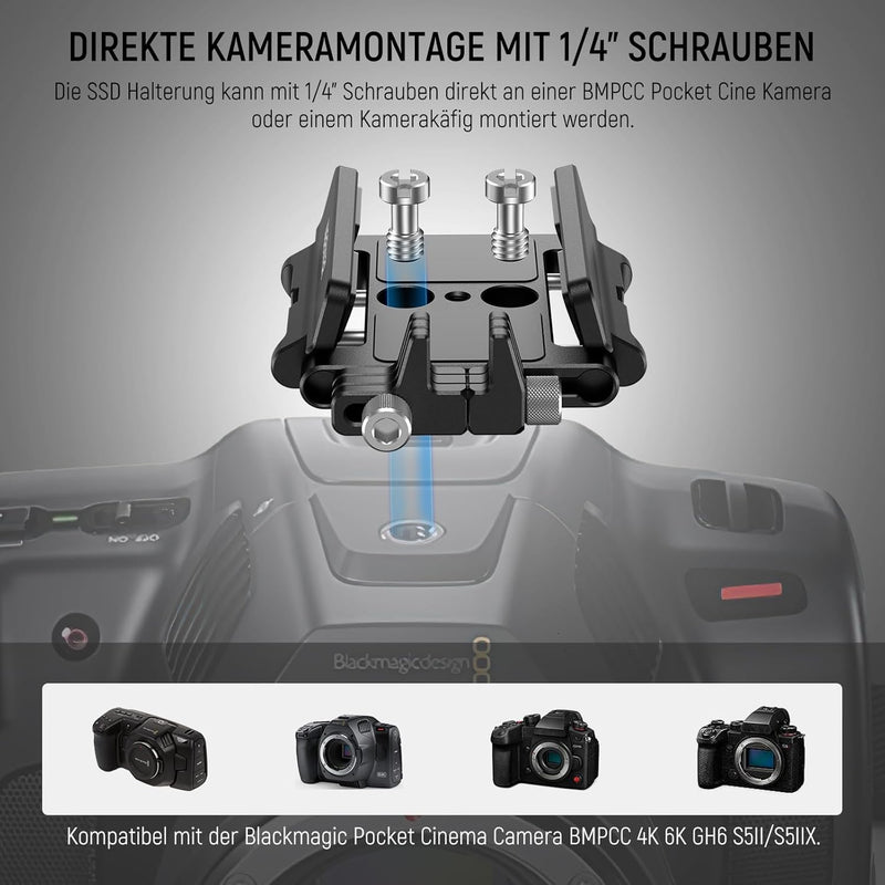 NEEWER Halterung SSD Halterung Aluminium, mit Cold Shoe, Kabelklemme, 1,6"-2,6"/40mm-65mm, kompatibe