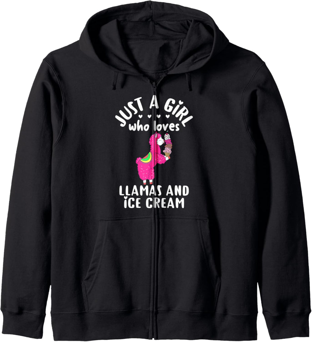 Girls Ice Cream Llama Gift Cute Just A Girl Who Loves Llamas Kapuzenjacke