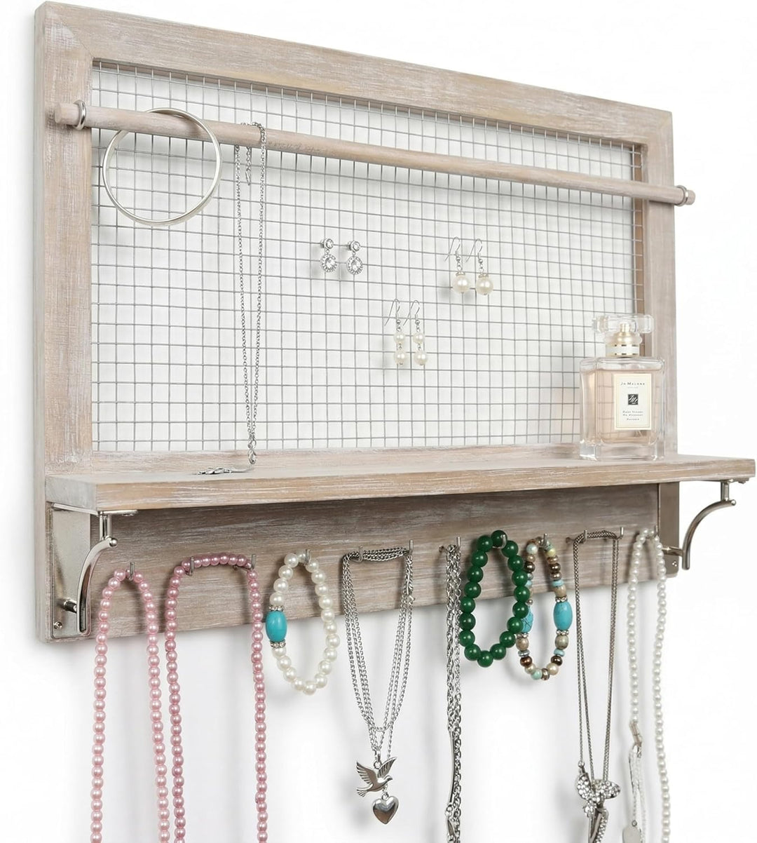 Spiretro Wandhalterung, Schmuck-Organizer, Halter mit Haken, Regal, Stange, Ohrringe, Halsketten, Ar