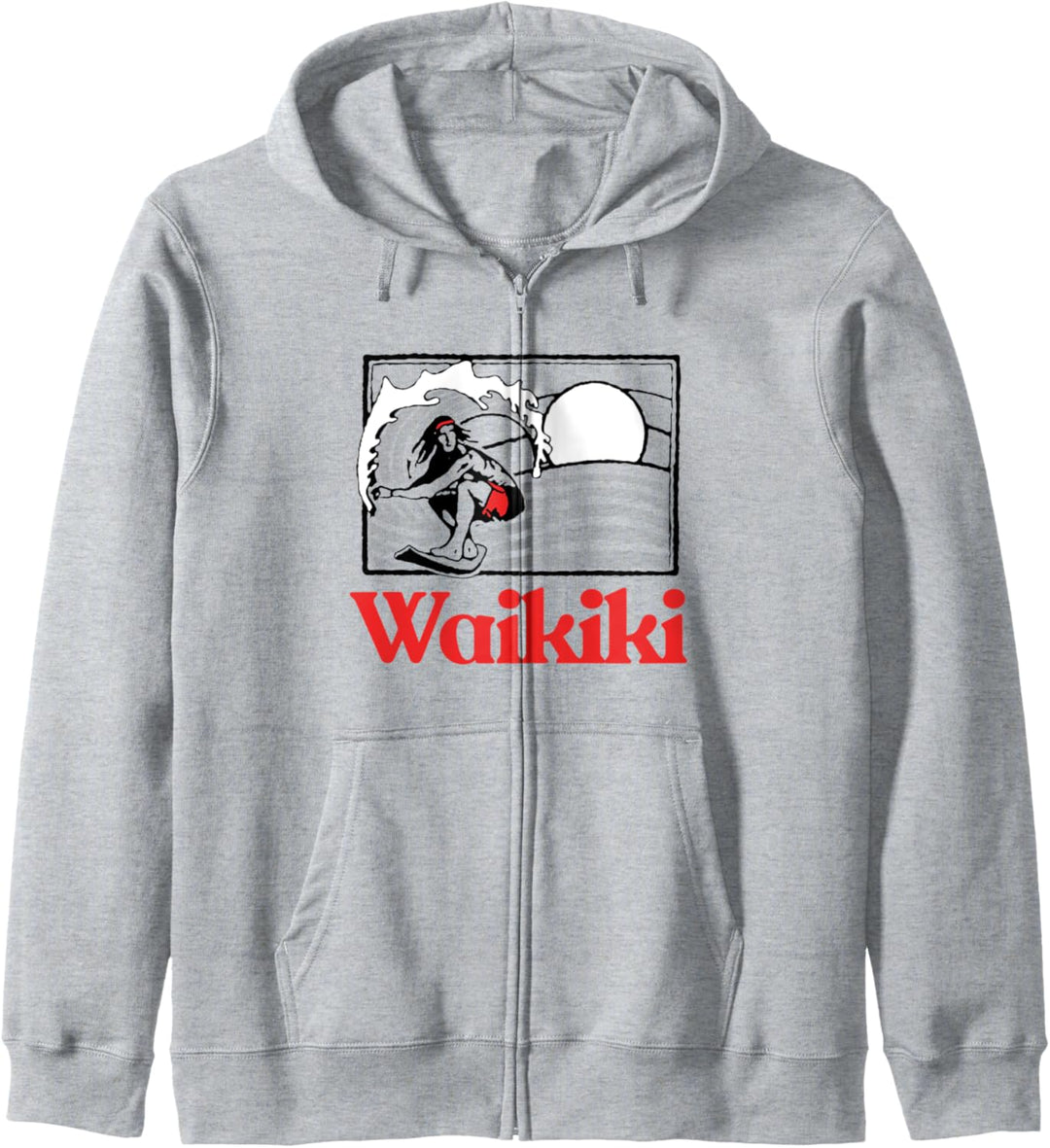 Waikiki Beach Hawaii Vintage Surfer Retro Graphic Kapuzenjacke
