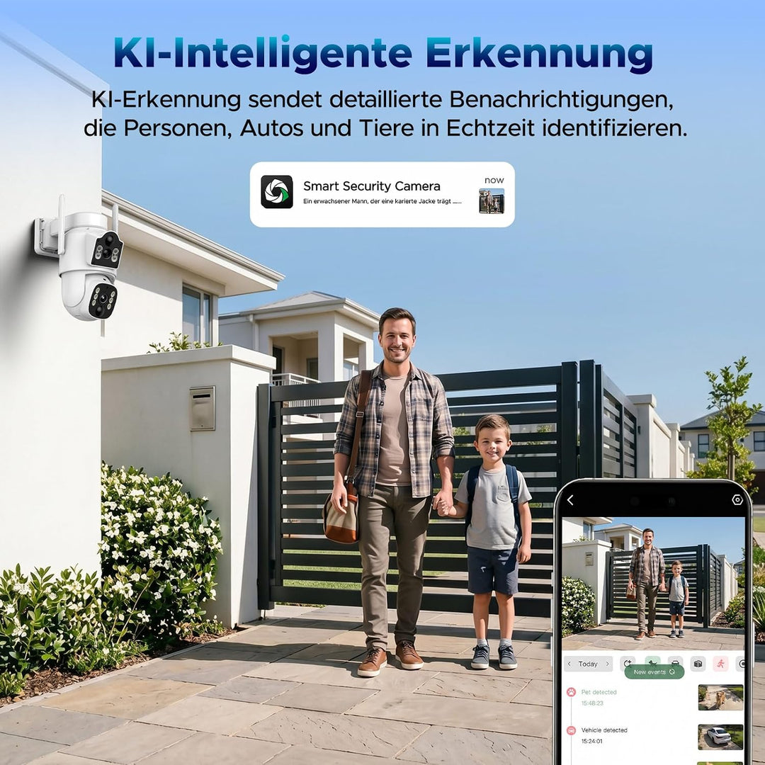 VOOPEAK 4G LTE Überwachungskamera Aussen Solar, Dual-Objektiv 360° PTZ 1 piece, 1 piece