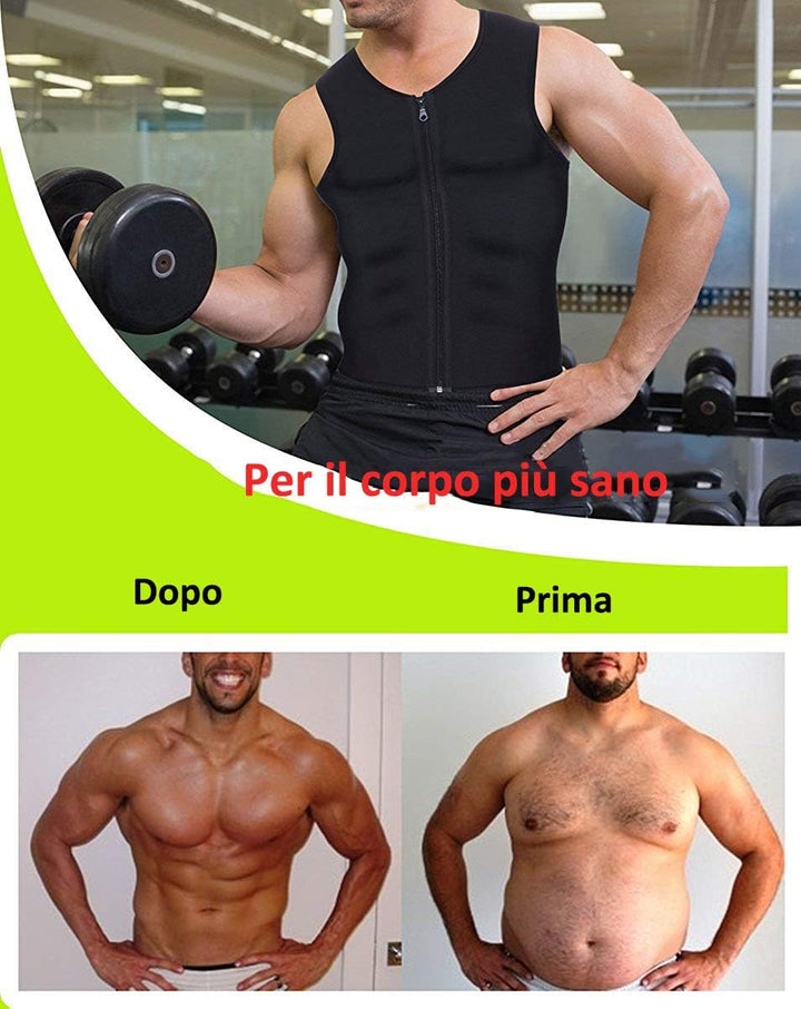 Gotoly Herren Sauna Effekt Anzug Abnehmen Weste Fitness Workout Tank Top Taillenformer Bauchweg Shir