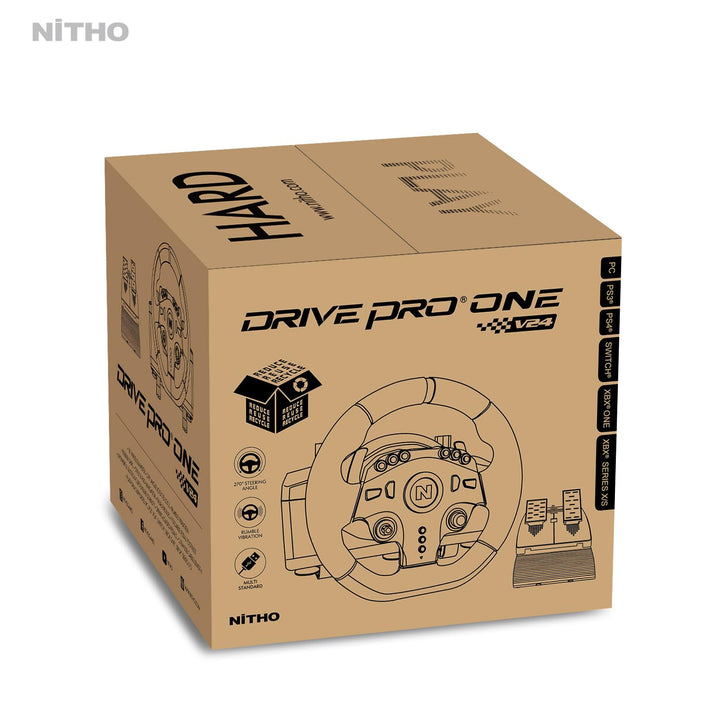 NITHO Drive Pro ONE V24 Gaming Rennlenkrad mit Pedalen, 270 Grad Spiele Lenkrad für PS4, PC, Xbox On