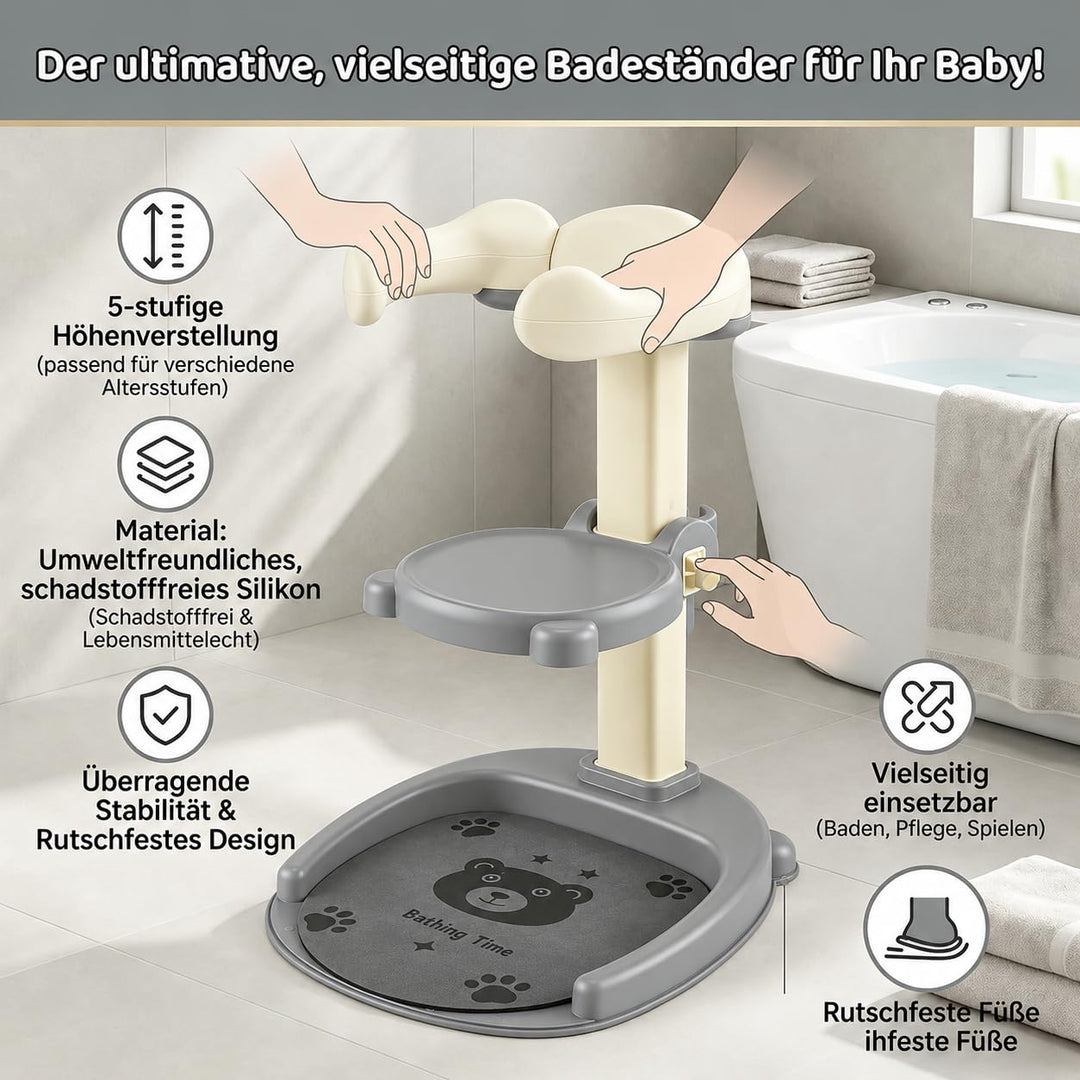 2-in-1 Baby Dusche Ständer, Einstellbarer Baby Shower Stand Support mit AntiRutsch-Basis, Weichem PU