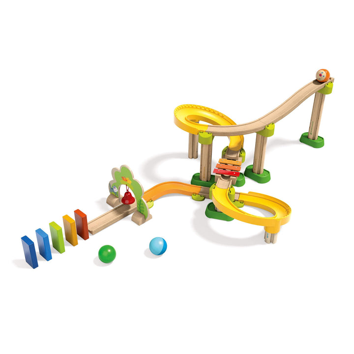 HABA 302056 - Kullerbü - Kugelbahn Sim-Sala-Kling, Holzkugelbahn mit vielen spannenden Bauelementen,