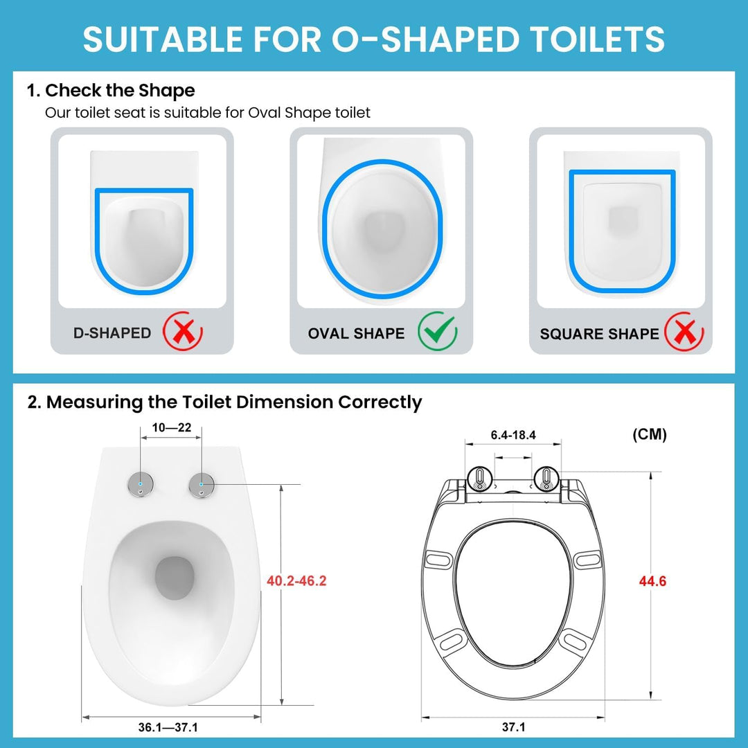 WC-Sitz mit Absenkautomatik O-Form Schwarz, Toilettendeckel Toilettensitz Softclose, Klobrille, Klod