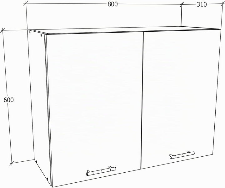 VCM Küchenschrank Breite 80 cm Holztür Hängeschrank Küche Küchenmöbel Esilo Weiss, Weiss