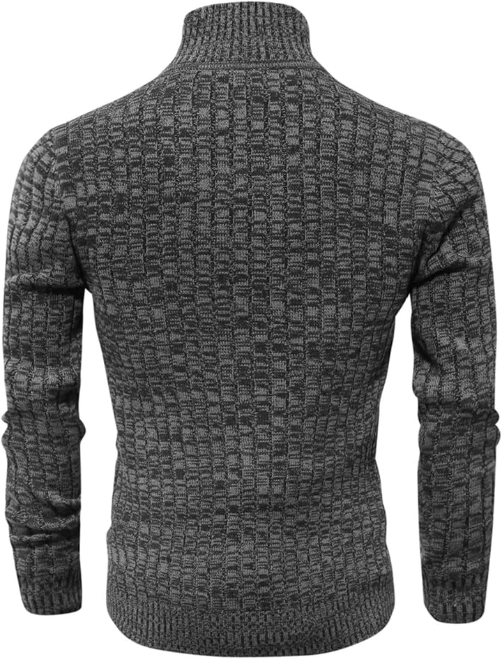 AOLI RAY Herren Strickjacke mit Reissverschluss Cardigan Stehkragen Pullover Feinstrike Sweaters mit