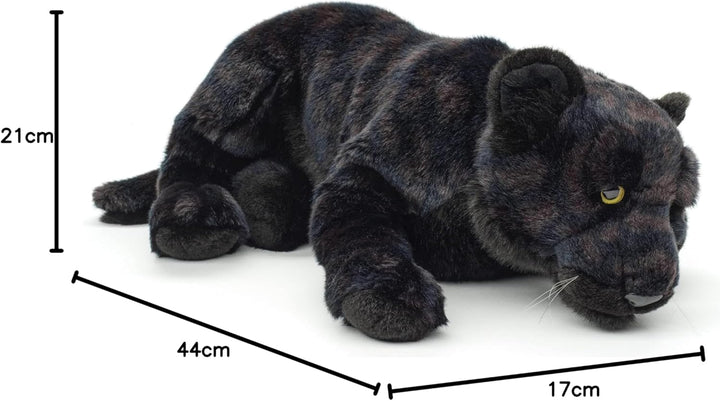 Uni-Toys - Schwarzer Panther, liegend - 44 cm (Länge) - Plüsch-Wildtier - Plüschtier, Kuscheltier, 4