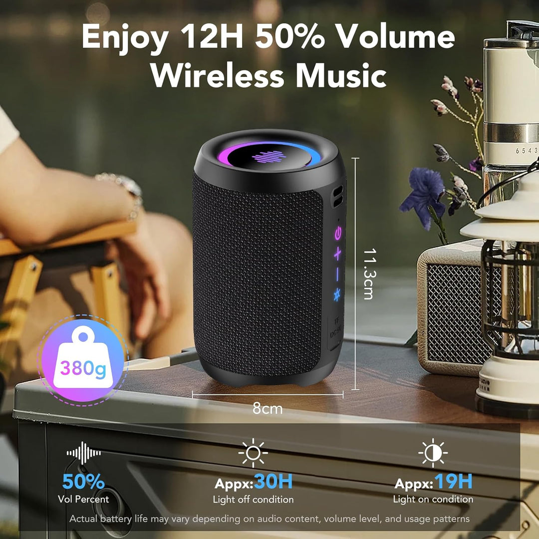 Bluetooth Lautsprecher, Kleine Musikbox Bluetooth 5.4, 15W Kraftvoller Bass | 12 Stunden Akkulaufzei