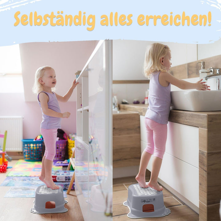 Kinderhocker TÜV Rheinland geprüft! Kinder Toilettenhocker mit Anti-Rutsch Beschichtung für Stabilit