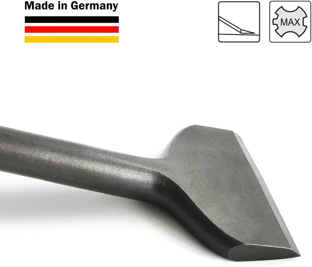 S&amp;R Hochleistungs-Fliesenmeissel SDS-MAX-Schaft 300x80mm abgewinkelt, Industrie-Qualität Made in Ger
