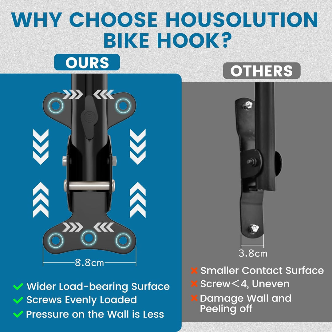Housolution Fahrrad-Wandhalterung - EVA-Schaumstoff gepolstert, aus Carbonstahl, robust & verstellba