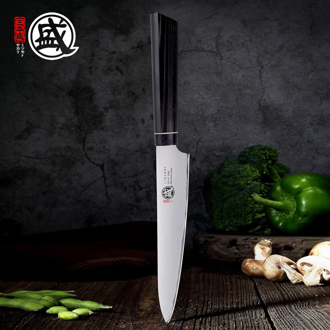 MITSUMOTO SAKARI 14 cm Japanisches Gemüsemesser, Handgeschmiedetes Obstmesser, Professionelles Schäl