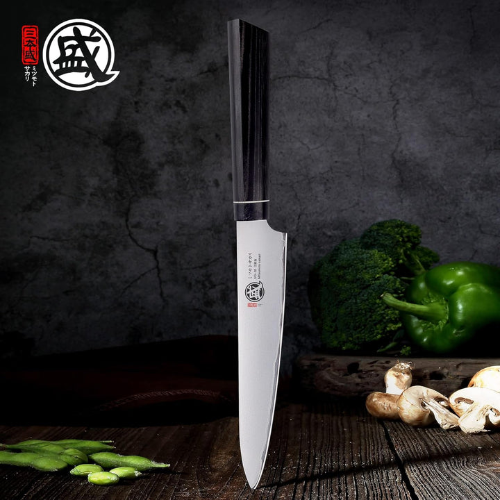MITSUMOTO SAKARI 14 cm Japanisches Gemüsemesser, Handgeschmiedetes Obstmesser, Professionelles Schäl