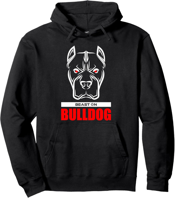 Fitnessstudio, Fitnesstraining, Bodybuilding-Workout, Bulldoggenkopf, Rot Pullover Hoodie