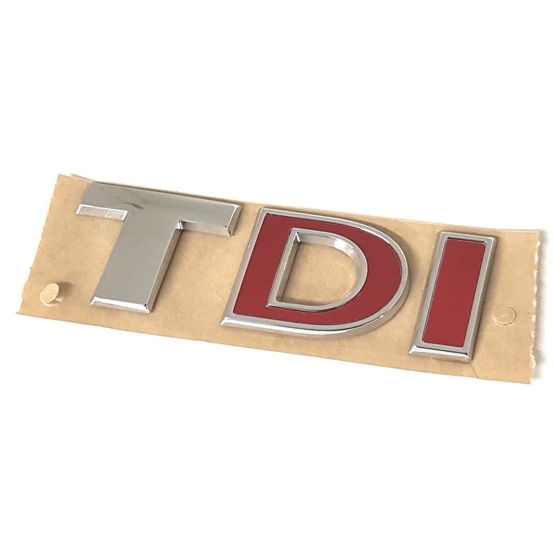 Volkswagen 5G0853675BDJZQ Schriftzug TDI Logo Aufkleber Emblem, Chrom/Silber, mit rotem DI