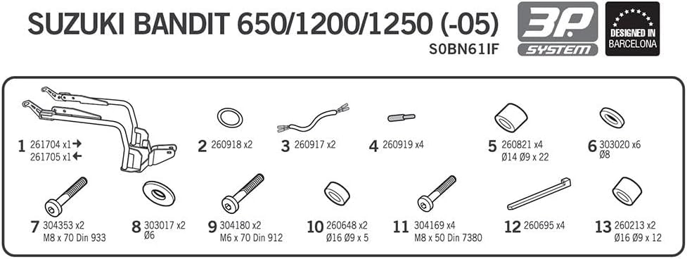 S0bn61if - seitliche satteltaschen halterungen, dübel, befestigungen 3p System