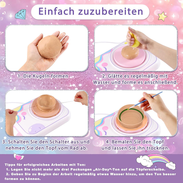 Töpferset für zuhause,Töpferscheibe Elektrisch für Kinder,töpferscheibe für zuhause,ton Werkzeug Set