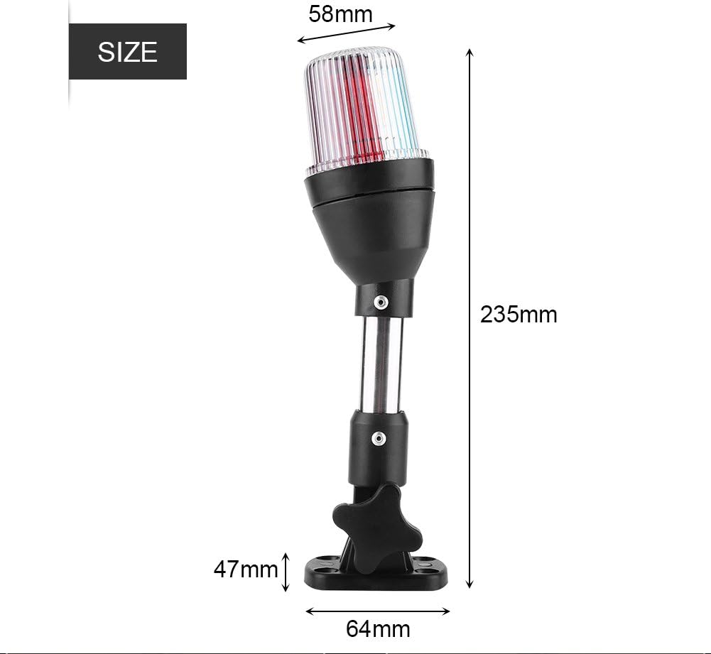 Keenso Marine Positionslichter, 12V 2,5W LED-Navigationsleuchte Marine Ankerlicht Küstenlinie Rot/We