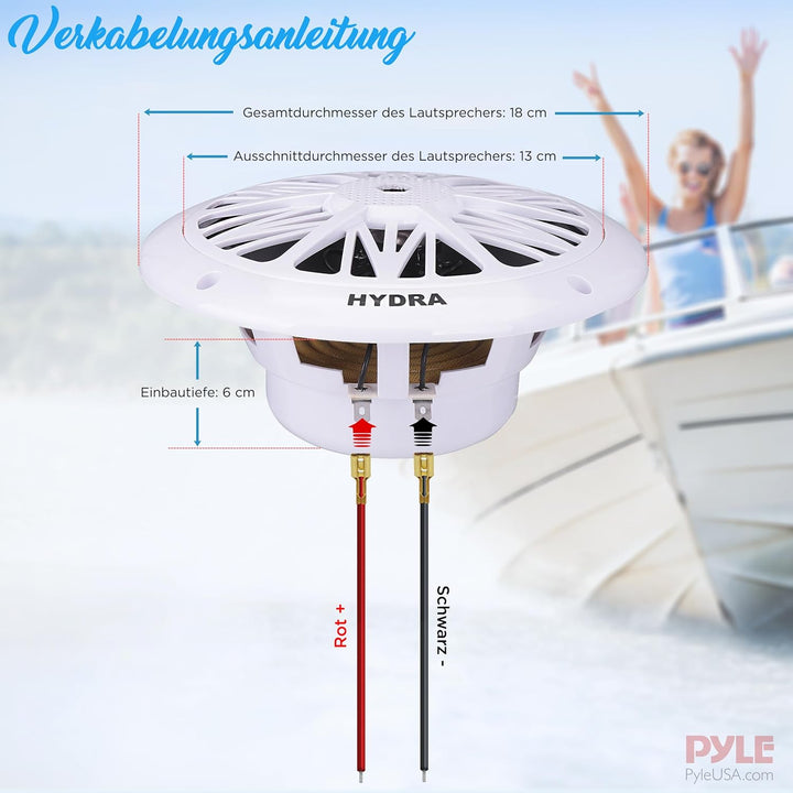 Pyle PLMR62 200 W 16,5 cm 2 Wege Marine Lautsprecher, Weiss