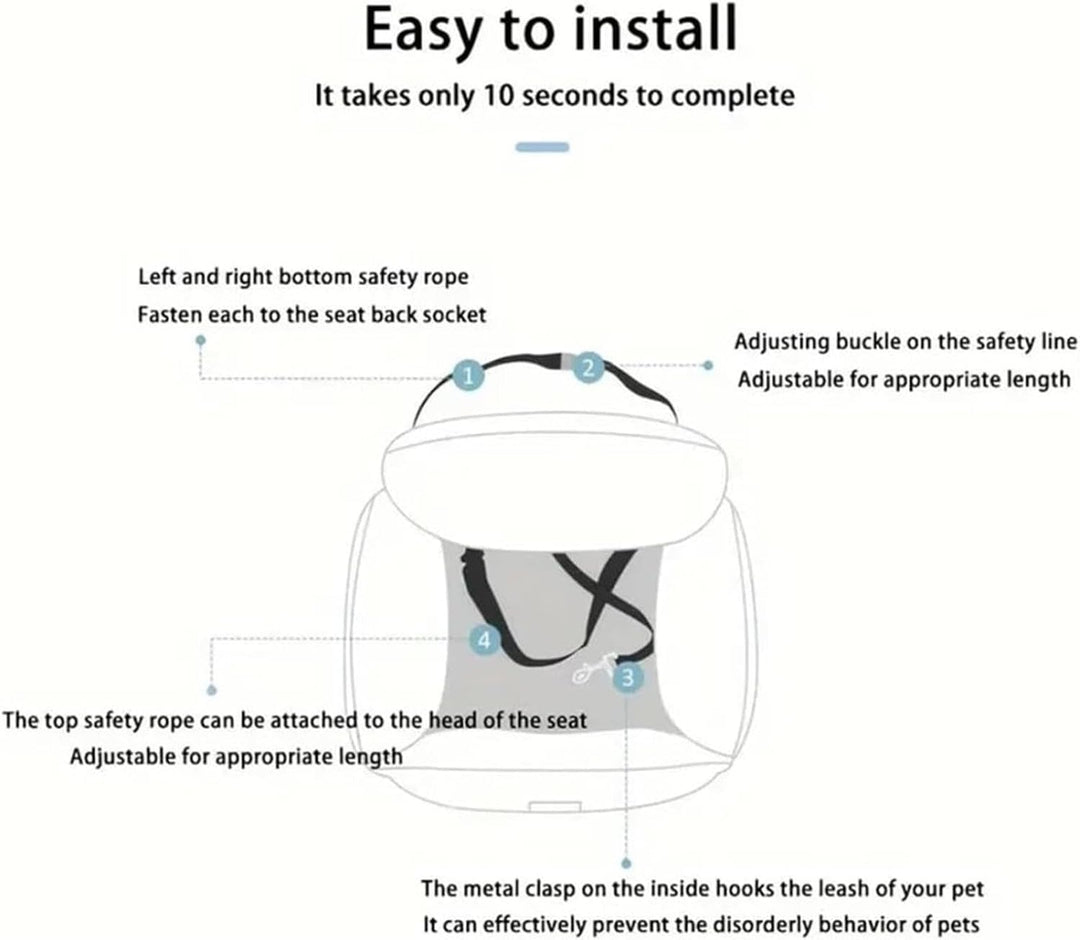 Autositz Hund | Hundebett Auto | Abnehmbar Hundeautositz Sicherheitssitz für Haustiere | Plüsch Warm