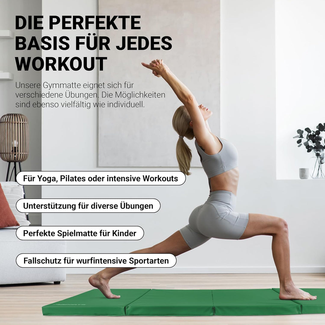 MSPORTS Turnmatte Premium klappbare Weichbodenmatte 190 x 80 x 5 cm Gymnastikmatte faltbare Sportmat