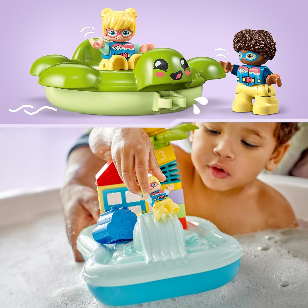 LEGO DUPLO Wasserrutsche Set, Badespielzeug für Kleinkinder ab 2 Jahren, mit schwimmender Insel, Sch