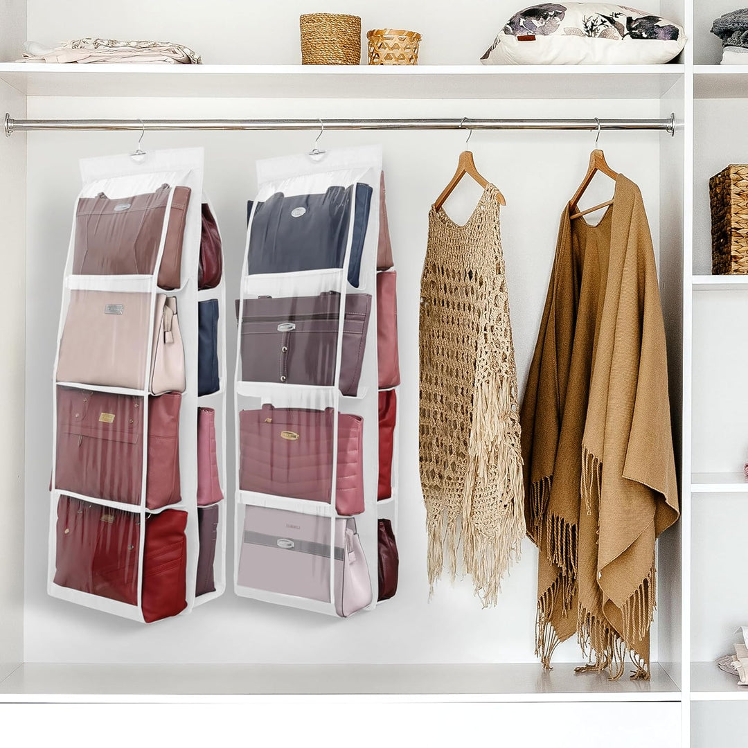 Winter Shore Handtaschen Aufbewahrung (2er-Pack) - Weisser Faltbarer Kleiderschrank Organizer Hängen