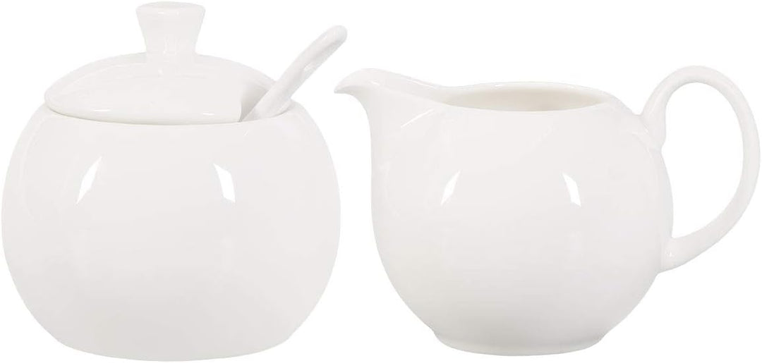 Buchensee Milchkännchen und Zuckerdose, Fine Bone China Porzellan, weiss