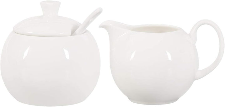Buchensee Milchkännchen und Zuckerdose, Fine Bone China Porzellan, weiss