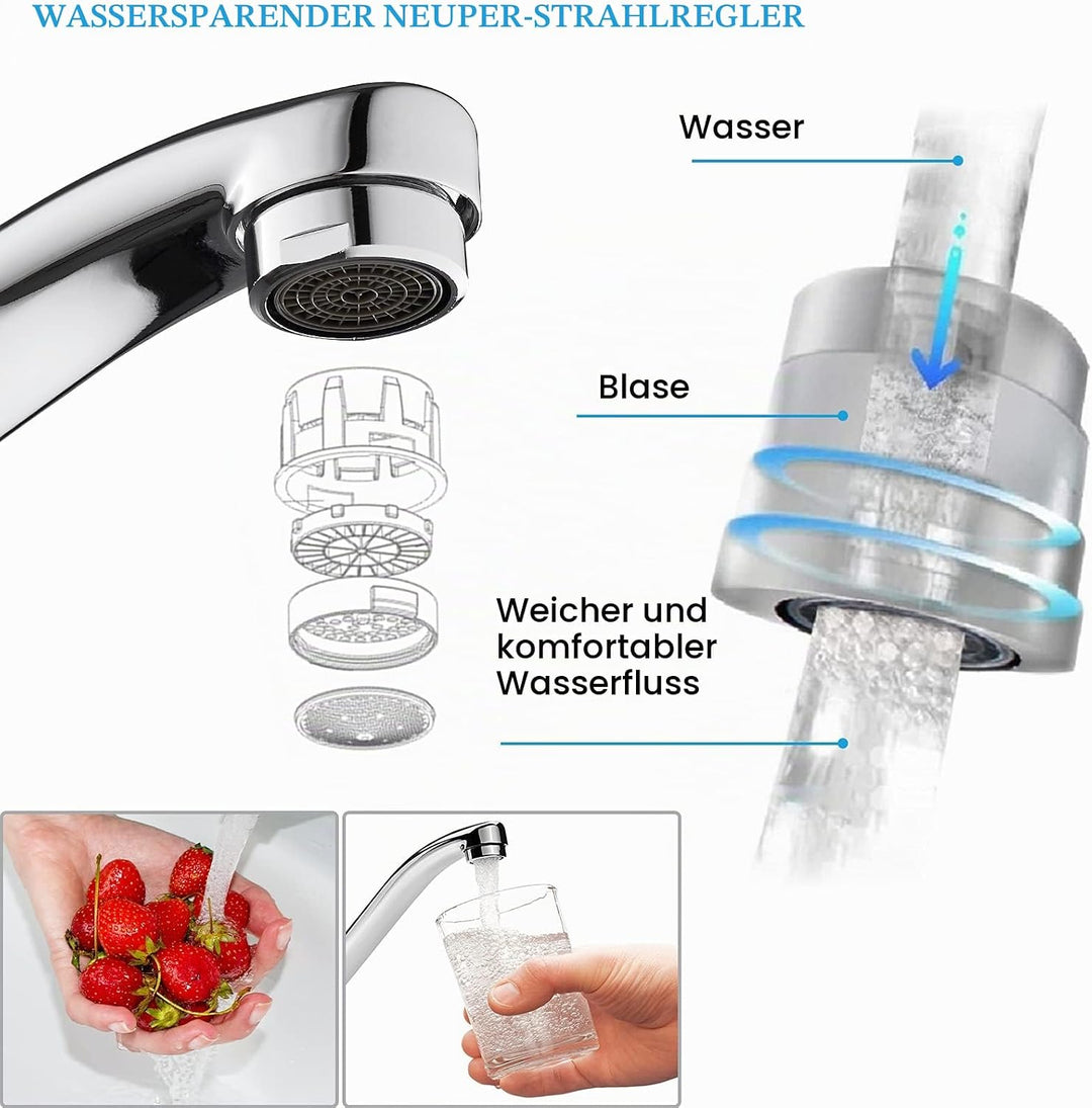 BONADE Küchenarmatur aus Messing, Waschbeckenarmatur, verchromt, Küchenarmatur, 360 ° drehbar, Spült