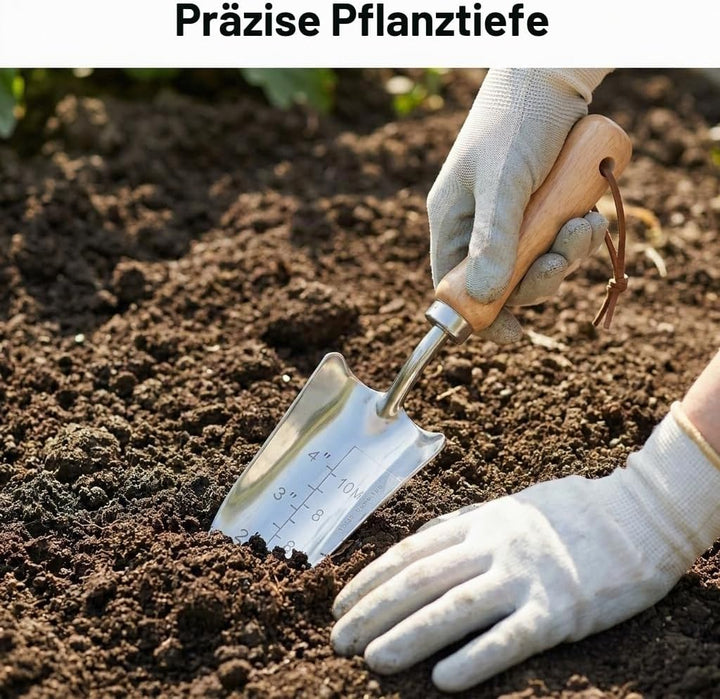 2er Gartenwerkzeug-Set Edelstahl Breiter Gartenschaufel (33x8cm) x1 und Schmaler Pflanzschaufel Mit