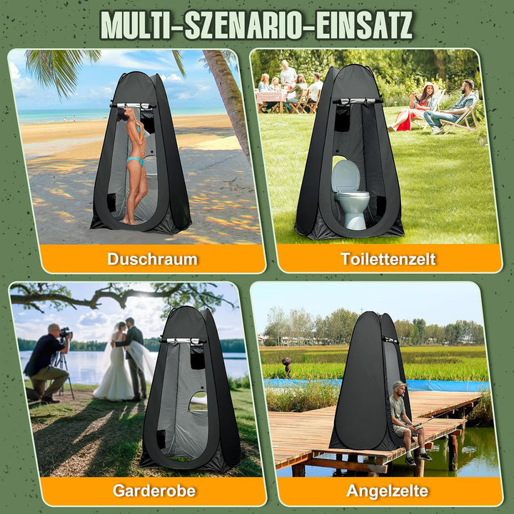 Charmofun Duschzelt Camping, Toilettenzelt Pop Up Umkleidezelt UV-Schutz, Mobile Tragbar WC Zelt mit