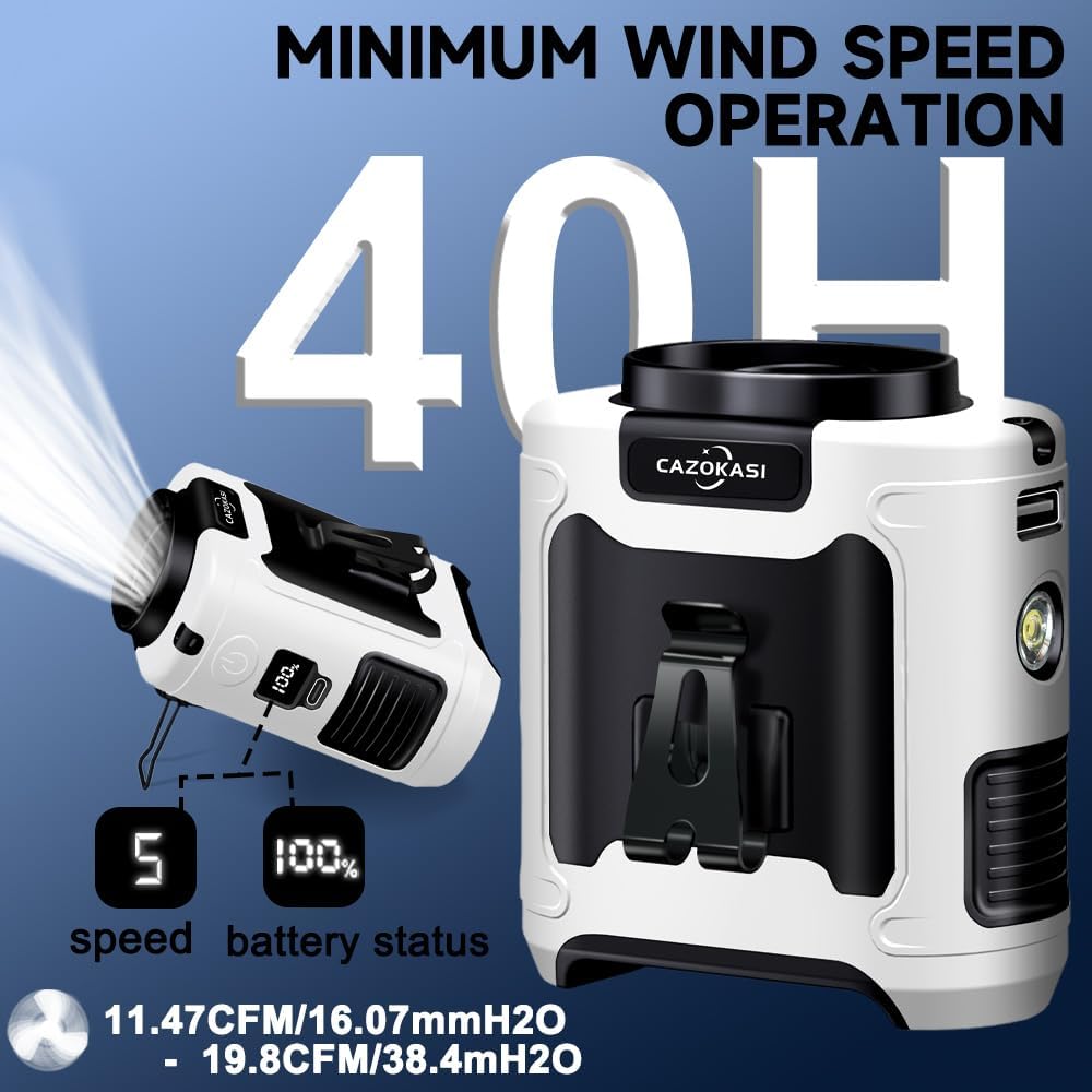 CAZOKASI 2024 Upgrade 10000mAh Taillenclip-Ventilator Tragbarer Körperventilator Leistungsstarker bi
