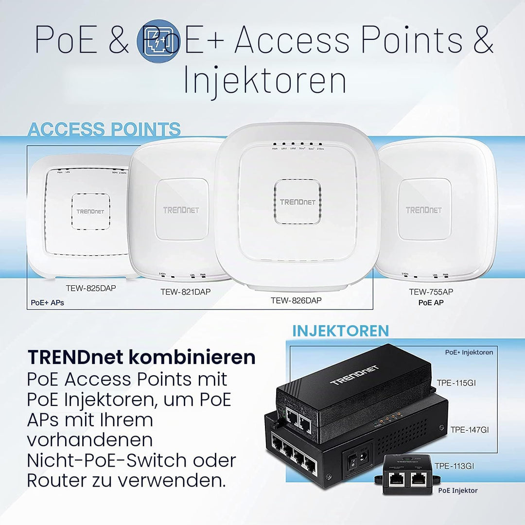 TRENDnet TPE-147GI 65W 4-Port Gigabit PoE+ Injector Ultra 4 Port Injektor, Ultra 4 Port Injektor