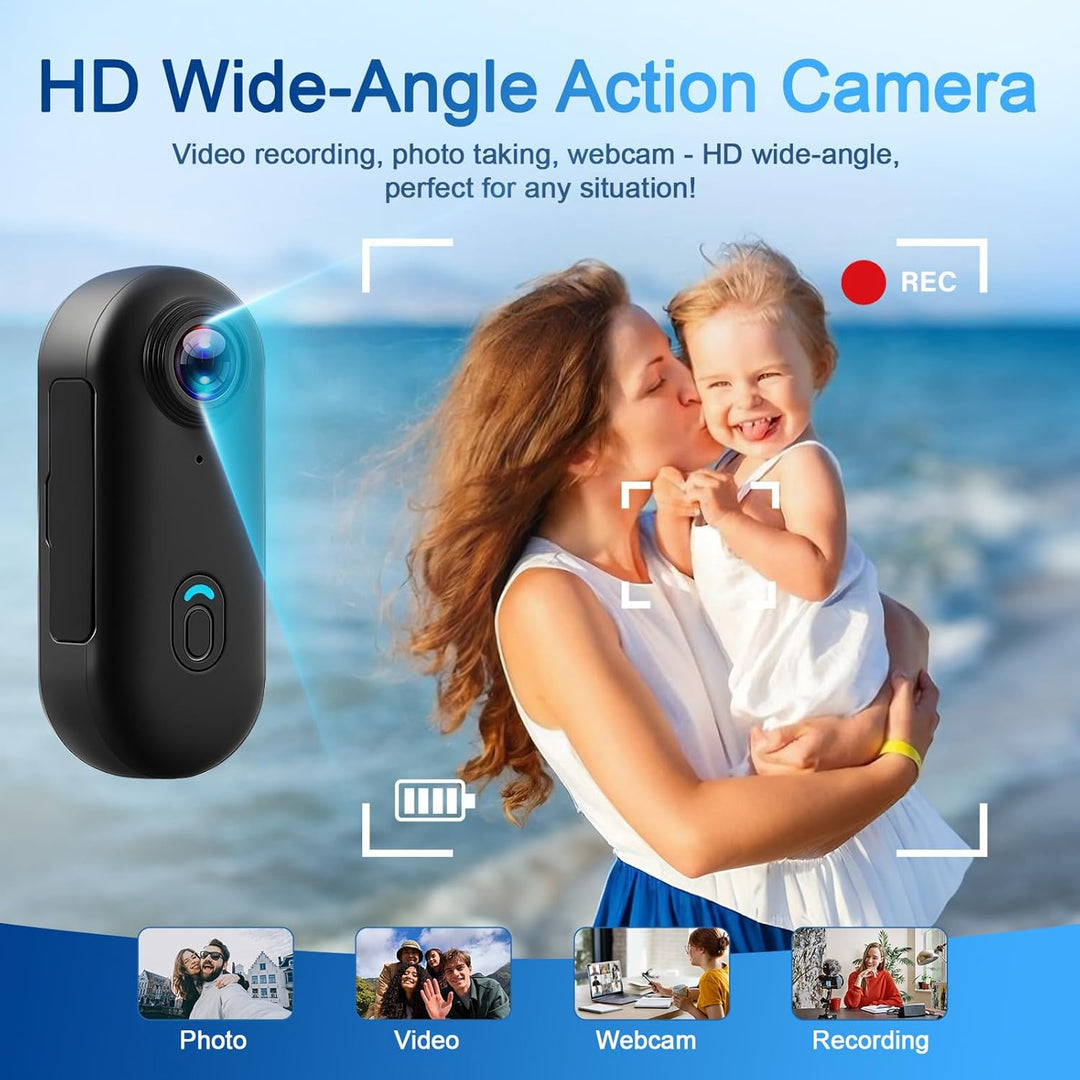 Action Cam, wasserdichte Kamera, 64GB Mini Bodycam, Fahrrad Dashcam, WiFi Action Camera, Körperkamer
