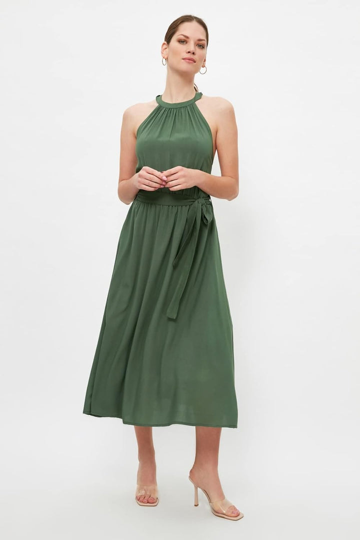 TRENDYOL Damen Khaki-gürtel-Kleid Cocktail Dress 36 Khaki, 36 Khaki