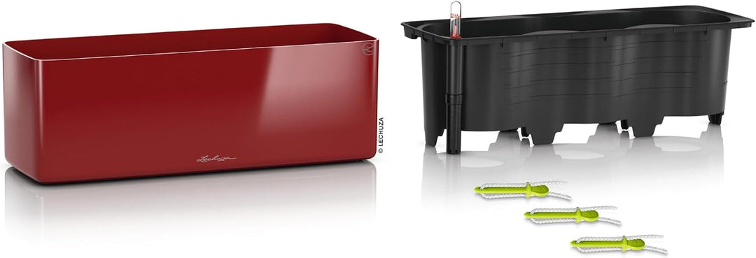 LECHUZA CUBE Glossy Triple scarlet rot highgloss 13672 40x14x13,5 cm Scarlet Rot Highgloss, 40x14x13
