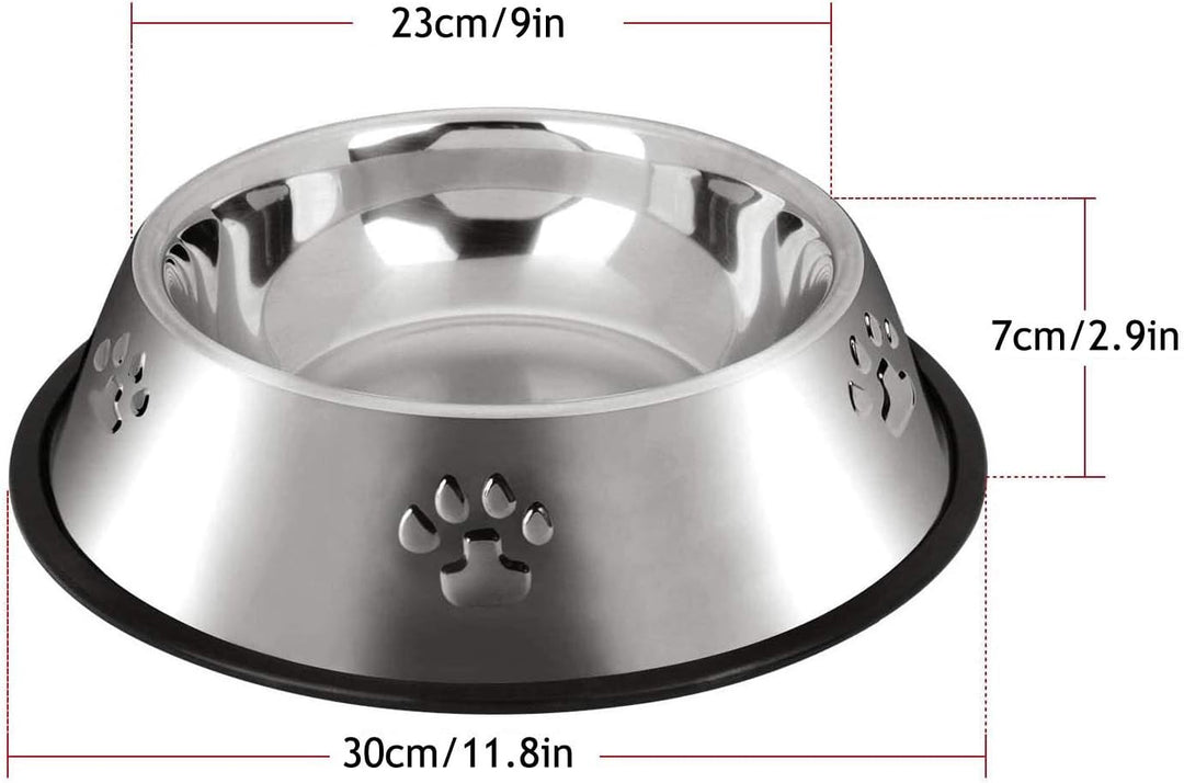 2 Stück Edelstahl Hundenapf,rutschfeste Hundenäpfe/Futternapf,Hundenapf Grosse Hunde (30 cm) XL-30CM