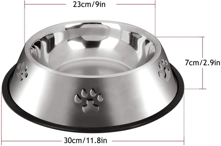 2 Stück Edelstahl Hundenapf,rutschfeste Hundenäpfe/Futternapf,Hundenapf Grosse Hunde (30 cm) XL-30CM