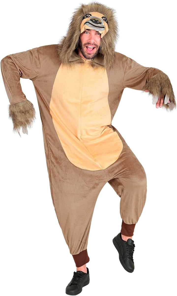 W WIDMANN MILANO Party Fashion - Tier Overall für Erwachsene, weicher Plüsch Jumpsuit mit Kapuze, Ti